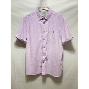 Ted Baker Mens M Short Sleeve Lavender White Floral Button Up Top